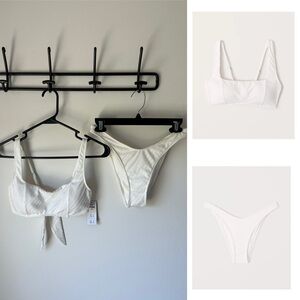 Abercrombie Bikini Set - High Leg Cheeky Bottoms and Wide Strap Squareneck Top